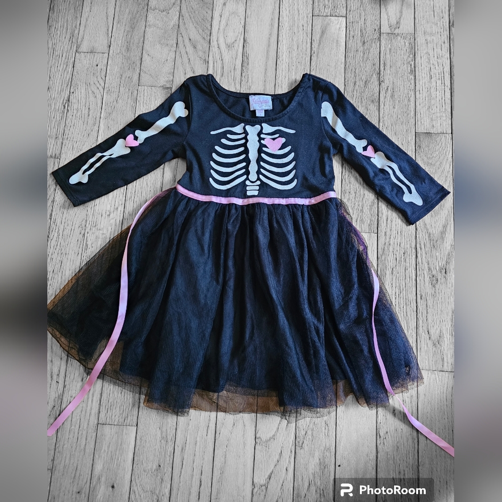 Fairytale Skeleton Tulle Long Sleeve Dress 4T.